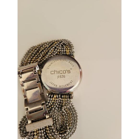 Chico's Women's Kerrianne‎ Watch Gold Tone and Silver Tone Beaded Chain - Picture 8 of 10